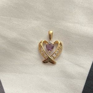 10k Heart Amethyst Pendant
